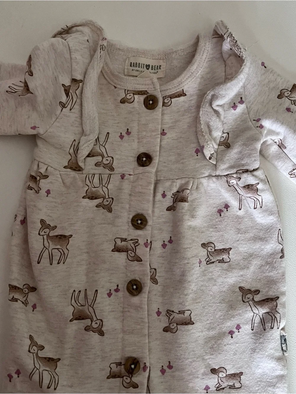 Rabbit And Bear Organic Cotton Deer Print Baby Outfit Size 3-6 Months
